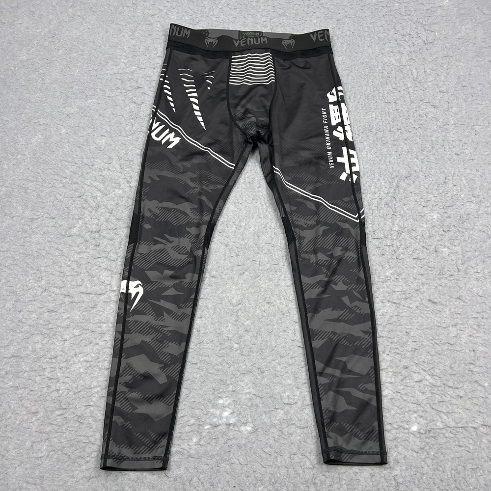 Venum Okinawa Fight‎ Spats Men's XXL Black AOP Camo MMA Pull On Stretch Leggings